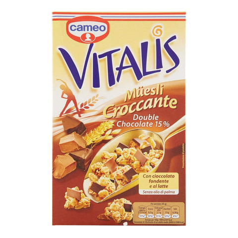 Cameo Vitalis Double Chocolate knuspriges Müsli Schokolade 300g - Italian Gourmet