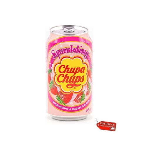 Chupa Chups Soft Drink 24x Chupa Chups Sparkling Strawberry & Cream Panna e Fragola 250ml