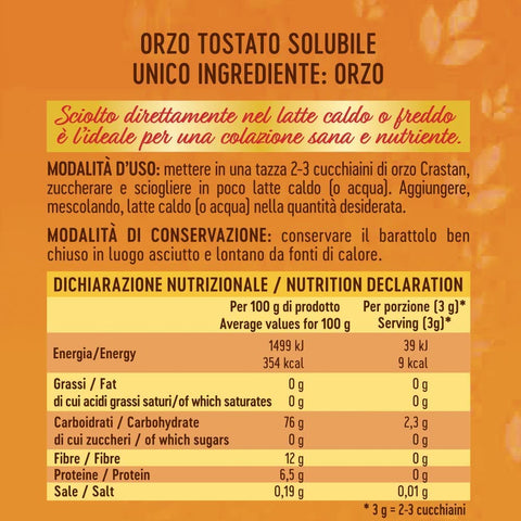 Crastan Gerste Crastan Orzo 100% italien Instant lösliche Gerste Getreidekaffee Kaffee 120gr 8007100051446