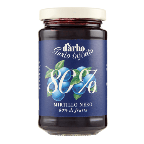 d'arbo Streichfähige Creme d'arbo Gusto Infinito Mirtillo Nero Streichfähige Heidelbeercreme Fruchtaufstriche 80% Obst 250g