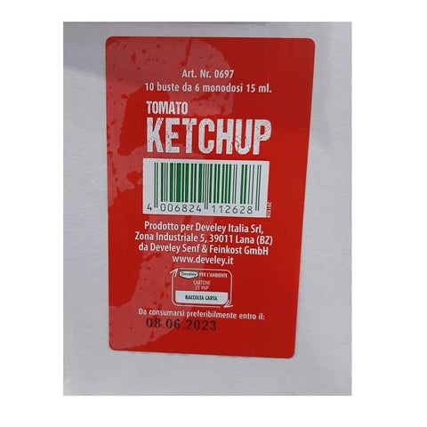 Develey Ketchup Develey Tomato Ketchup Tomaten in Bester Qualität Tomaten-Würzsauce Packung mit 10 Beuteln bestehend aus 6 Einzeldosis 15ml 4006824112628