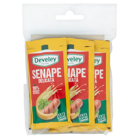 Develey Senf Develey Senape Delicata 100% Natürliche Inhaltsstoffe Senf mit Feinem Geschmack,Würzsauce Glutenfrei Packung mit 10 Beuteln bestehend aus 6 Einzeldosis 15ml 4006824111386