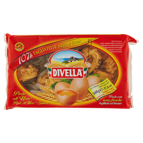 Divella 107/b Tagliatelle Paglia e Fieno italienische Ei Pasta 500g - Italian Gourmet