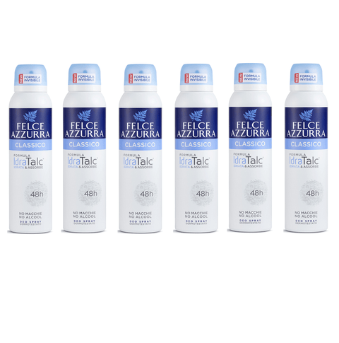 Felce Azzurra Deodorant 6x150ml Felce Azzurra Classico Idra Talc Deodorant Deo Spray 150ml 8001280031205