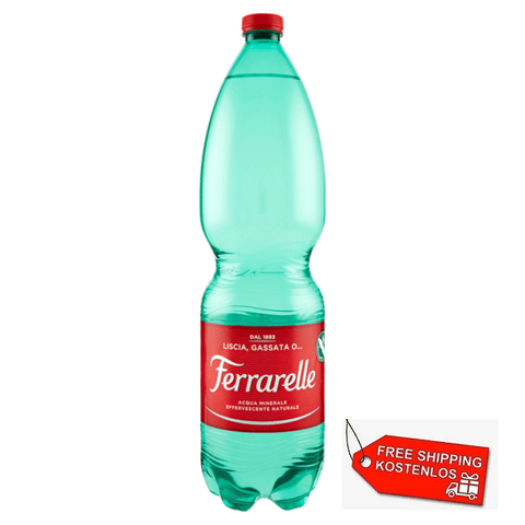 Ferrarelle Acqua Minerale Effervescente Mineralwasser sprudelndes natürliches 18x1,5l - Italian Gourmet