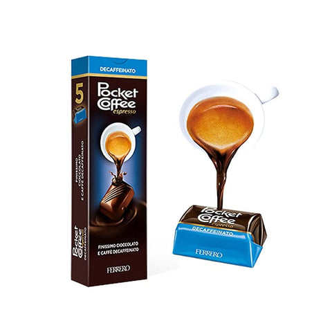 Ferrero Pralinen Ferrero Pocket Coffee Decaffeinato 5 pezzi Pralinen gefüllt mit flüssigem entkoffeiniertem Kaffee 5 Stück
