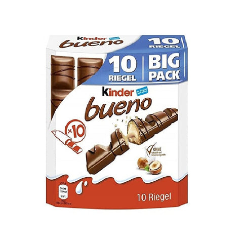 Ferrero Schokoladenriegel Ferrero Kinder Bueno Schokoriegel mit Milch-Haselnuss-Creme  mit je 10 Einzelriegeln 21,5g