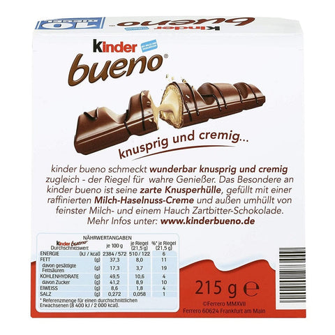 Ferrero Schokoladenriegel Ferrero Kinder Bueno Schokoriegel mit Milch-Haselnuss-Creme  mit je 10 Einzelriegeln 21,5g