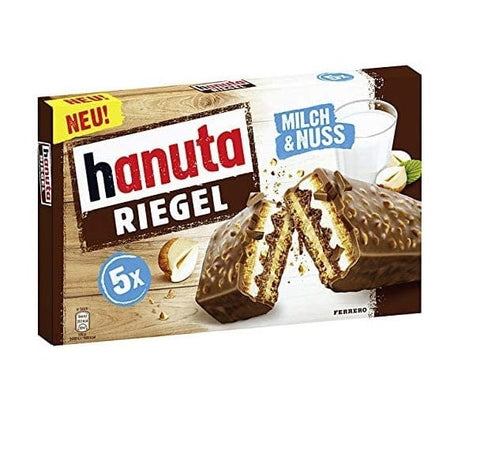Ferrero Hanuta Riegel Milch Nutella und Haselnüsse Waffel 175,5g - Italian Gourmet