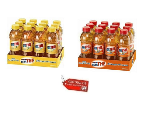 Testpackung Ferrero Estathè Limone & Pesca Zitronen-Pfirsich-Tee Einweg PET 24x400ml - Italian Gourmet