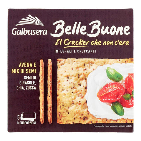 Galbusera snack Galbusera BelleBuone Crackers Avena e Mix di Semi Vollkorn-Cracker mit Hafer und Samenmischung ( 5 x 40g ) 200g 8002190006727