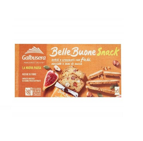 Galbusera Belle Buone Fette sottili fichi nocciole e semi di zucca Zwieback Snacks 150g - Italian Gourmet