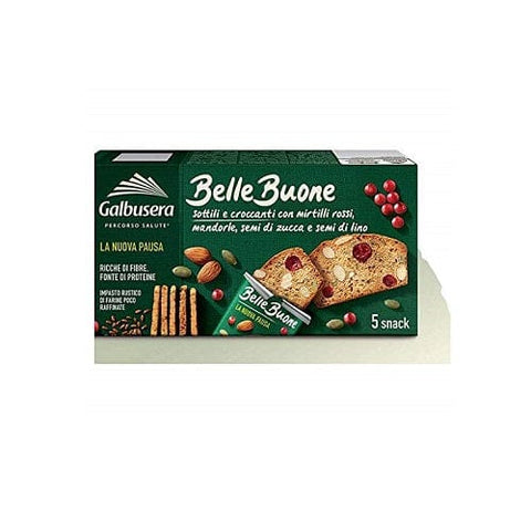 Galbusera Belle Buone Fette sottili mirtilli rossi e mandorle Zwieback Snacks 150g - Italian Gourmet