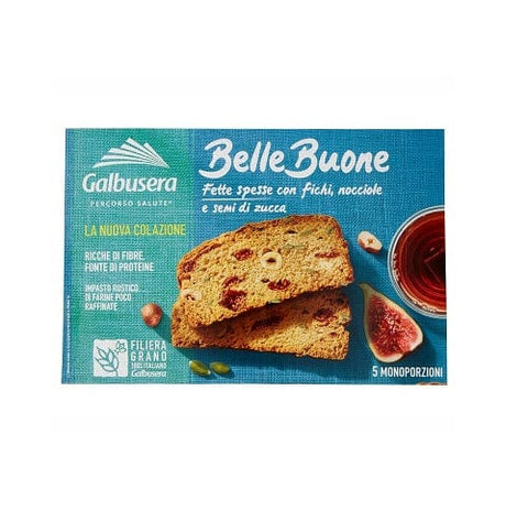 Galbusera Belle Buone Fette spesse fichi e nocciole Zwieback Snacks 200g - Italian Gourmet