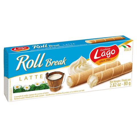 Gastone Lago Süße Snacks Gastone Lago I Wafer  Roll Break Latte Milch 80g 8004800005229