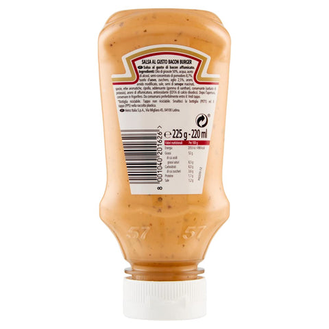 Heinz Sauce Heinz Salsa Bacon Burger geräucherte und aromatisierte Bacon sauce 225 gr 8001040201626