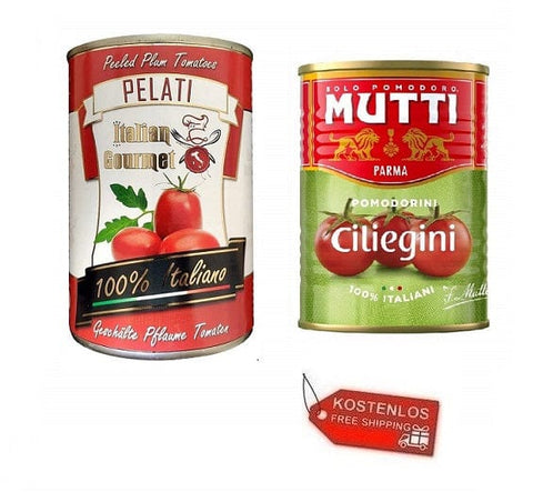 Testpackung Mutti Ciliegini & Italian Gourmet-Pelati-Kirsche & geschälte Tomaten 48x400g - Italian Gourmet