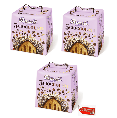 Italian Gourmet Weihnachtssüßigkeiten 3x Bauli Panettone Tre Cioccolati 750g 8001720424949