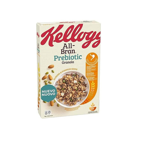 Kellogg's All-Bran Prebiotic Granola gemischtes Cereals mit Mandeln und Kürbiskernen 380g - Italian Gourmet
