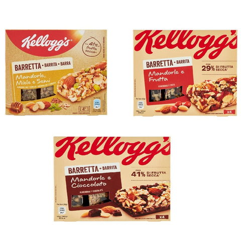 Kellogg's Getreideriegel Testpaket Kellogg's Barretta Mandorle Miele e Semi Cioccolato e Frutta  3x 128g