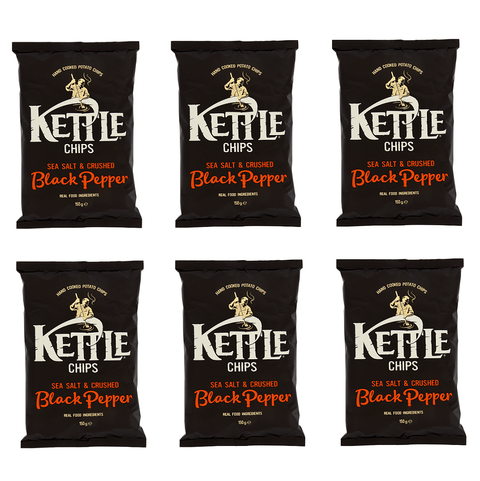 Kettle Chips 6x150g Kettle Chips Sea Salt & Black Pepper Kartoffelchips mit Meersalz und Schwarzer Pfeffer 150g 5017764112332