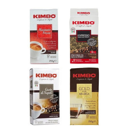 Kimbo gemahlener Kaffee Testpaket Caffè Kimbo Espresso Gold Macinato Fresko Gusto di Napoli (4x250g) 8002200163310