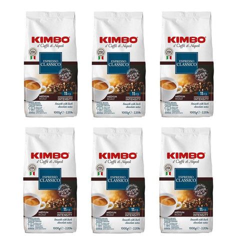 Kimbo Kaffee 6x1kg Kimbo Espresso Classico Caffè in Grani Kaffeebohnen Mittlere Röstung 1Kg Der Kaffee von Neapel 8002200121013