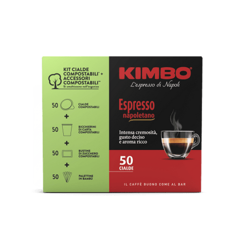 Kimbo Espresso Napoletano KIT Caffè in Cilade 50 Kaffeepads - Italian Gourmet