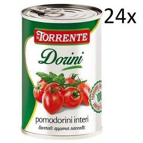 La Torrente Pomodorini Dorini Kirschtomaten Tomatensauce aus Italien 24x400g - Italian Gourmet
