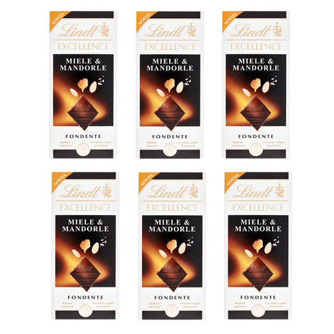 Lindt Schokoladenriegel 6x100g Lindt Excellence Fondente Miele e Mandorle Dunkle Schokolade mit Honig und Mandeln 100g 3046920020862