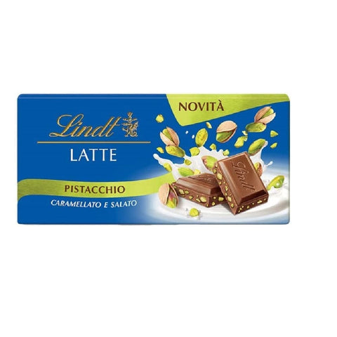 Lindt Schokoladenriegel Lindt Classic Milk Chocolate Bar mit karamellisierten und gesalzenen Pistazien 90 g 8032804040014