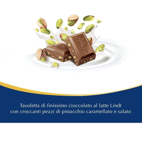 Lindt Schokoladenriegel Lindt Classic Milk Chocolate Bar mit karamellisierten und gesalzenen Pistazien 90 g 8032804040014