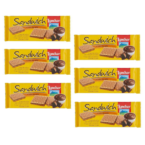 Loacker Wafer 6x75g Loacker Wafers Sandwich Cioccolato Schokoladenwaffel 75g 8000380005567