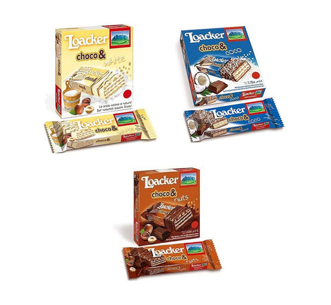 Testpackung Loacker Choco Kekse Coco White Nuts (3 Packungen) - Italian Gourmet