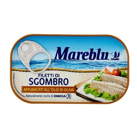 Mareblu Filetti di Sgombro Affumicati all'olio di Oliva Geräucherte Makrelenfilets in Olivenöl 90g - Italian Gourmet