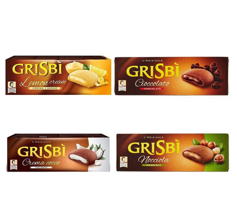 Testpackung Matilde Vicenzi Grisbì Schokoladen-Haselnuss-Kokos-Zitrone 4x150g - Italian Gourmet