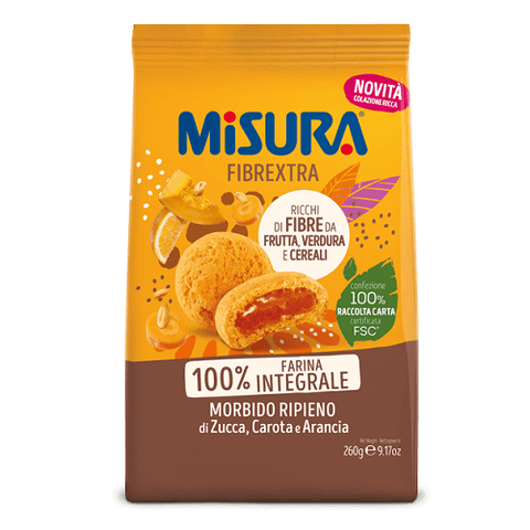 Misura Fibrextra Frollini Ripieni Kekse gefüllt mit Kürbis, Karotte und Orange 260g - Italian Gourmet