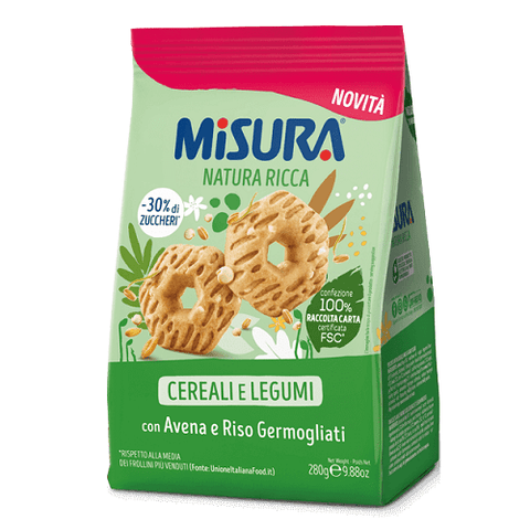 Misura Natura Ricca Biscotti Cereali e Legumi Kekse mit Getreide und Hülsenfrüchte 280g - Italian Gourmet