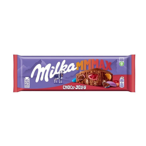 Mondalez Schokoladenriegel Milka Choco Jelly chocolate bar filled with crispy Smarties 250g 8032755323525