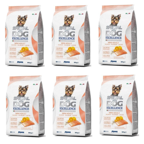 Monge Special Dog Excellence Italian Superpremium Mini Adult Salmone,Riso e Agrumi Lachs, Reis und Zitrus 800g - Italian Gourmet