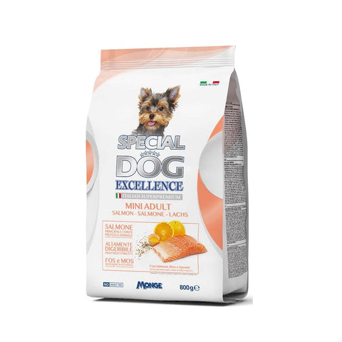 Monge Special Dog Excellence Italian Superpremium Mini Adult Salmone,Riso e Agrumi Lachs, Reis und Zitrus 800g - Italian Gourmet