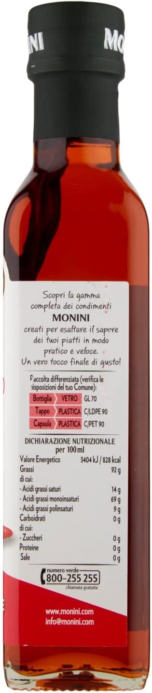 Monini Öl Monini Olio Extra Vergine di Oliva Aromatizzato al Peperoncino Natives Olivenöl Extra mit Chili-Pfeffergeschmack