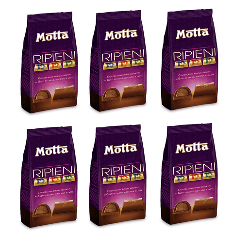 Motta Pralinen 6x150g Motta Ripieni Verschiedene Gefüllte Pralinen mit Kakao Haselnuss und Milch Geschmack 150g 8034097872785