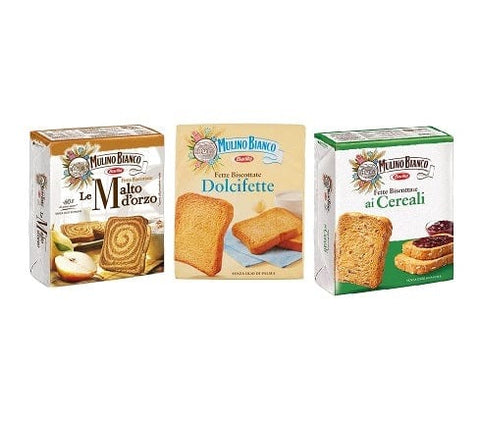 Testpackung Mulino Bianco Fette Biscottate Cereali Dolcifette Malto d’Orzo Zwieback 3x315g - Italian Gourmet