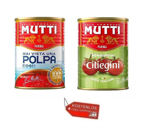 Testpackung Mutti Polpa & Ciliegini Kirsche & Fruchtfleisch Tomaten 48x400g - Italian Gourmet