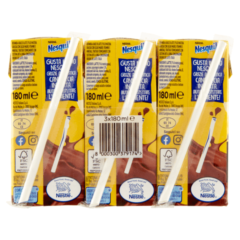 Nestlè Lösliche Vorbereitung Nesquik Latte e cacao  Milch und Kakao Brik 3x180ml 8000300379174