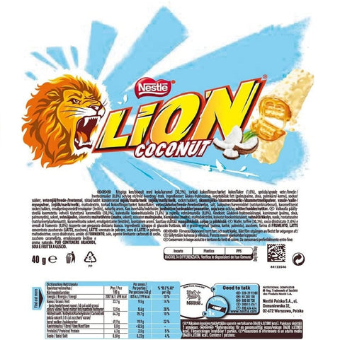 Nestle Pralinen LION COCONUT Snack mit Kokos Waffel  24 Snacks à 40 g 7613287183378
