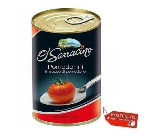24x O'Sarracino Pomodorini in Succo italienischen Kirschtomaten in Saftdose 400g - Italian Gourmet