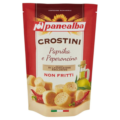 Panealba Crostini Paprika e Peperoncino Croutons mit Paprika and Chilli 100g - Italian Gourmet