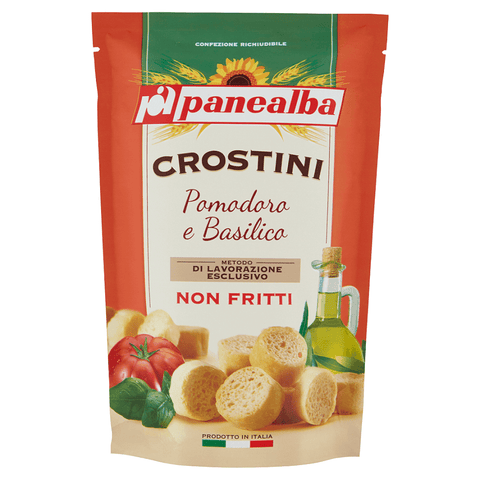 Panealba Crostini Pomodoro e Basilico Croutons mit Tomate und Basilikum 100g - Italian Gourmet